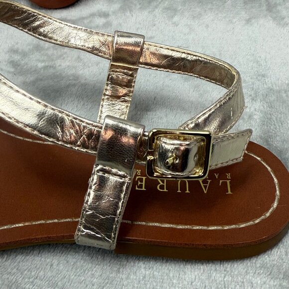 Lauren Ralph Lauren Womens Metallic T-Strap Sandals 7B Synthetic Upper - Picture 8 of 8